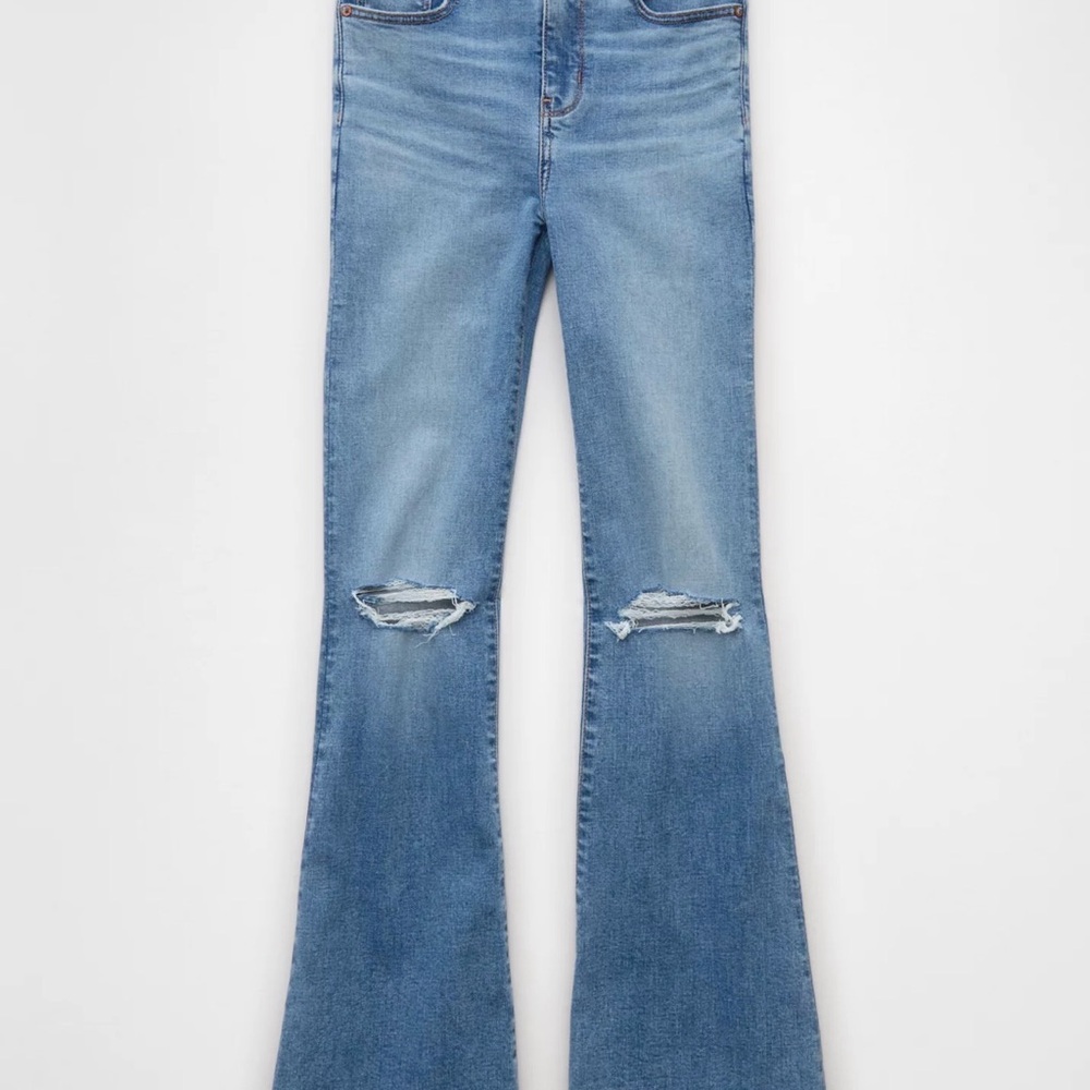 AE Next Level Ripped Super High-Waisted Flare Jean (Women’s) size 10 short NWT - Picture 2 of 11